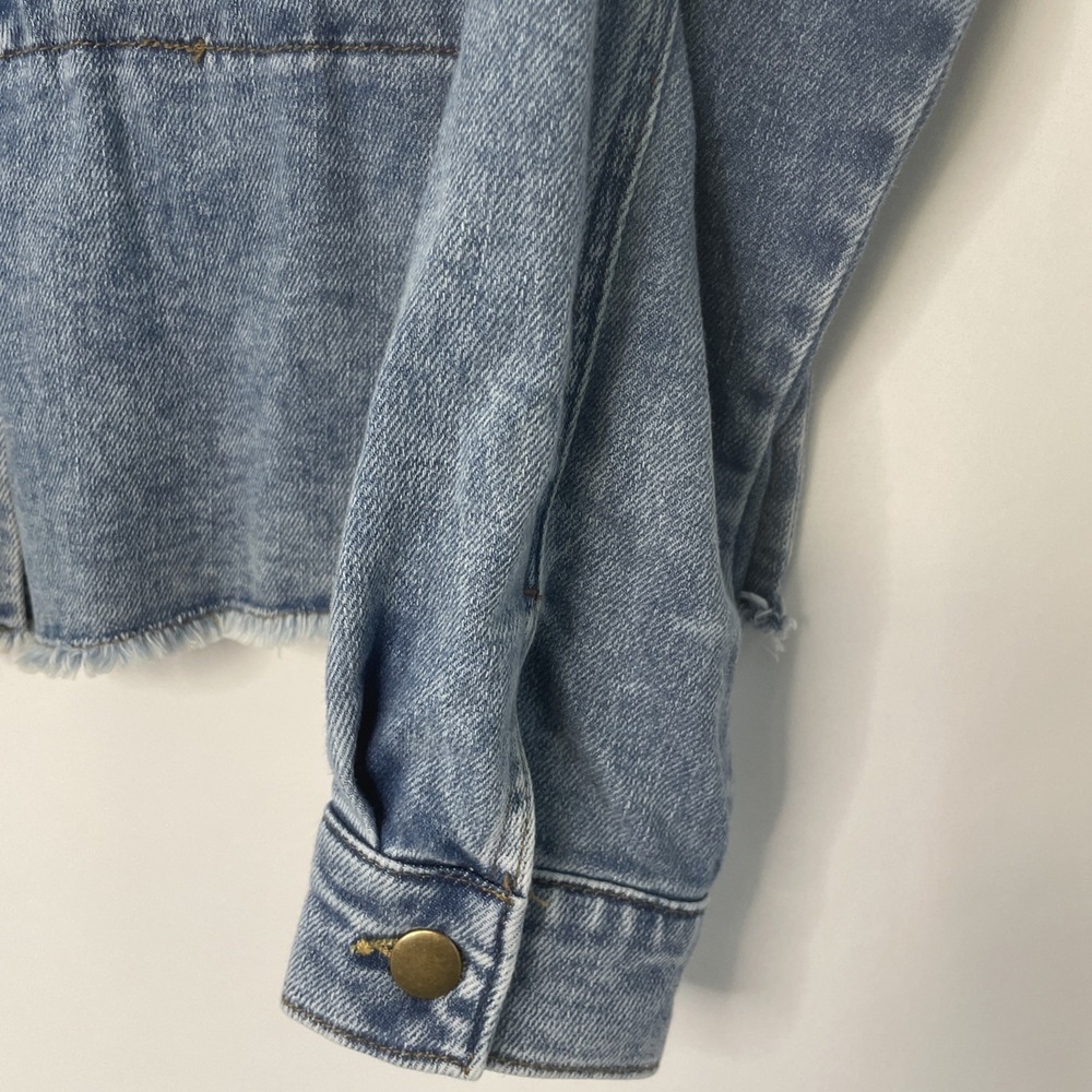 Womens Maurices Jean Denim Jacket Plus 0X Stretch Raw Hem Cowgirl Cinch Waist - Picture 6 of 16